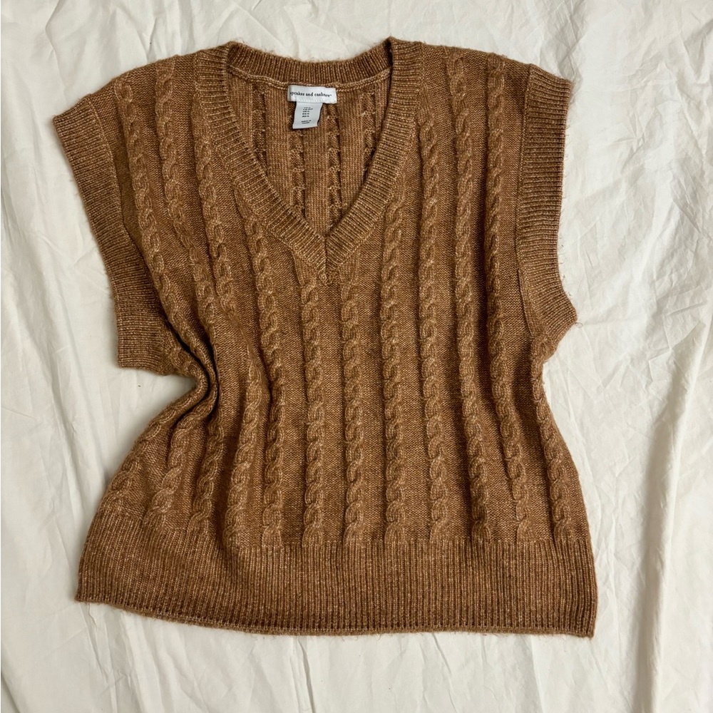 vintage rust orange cable knit sweater vest